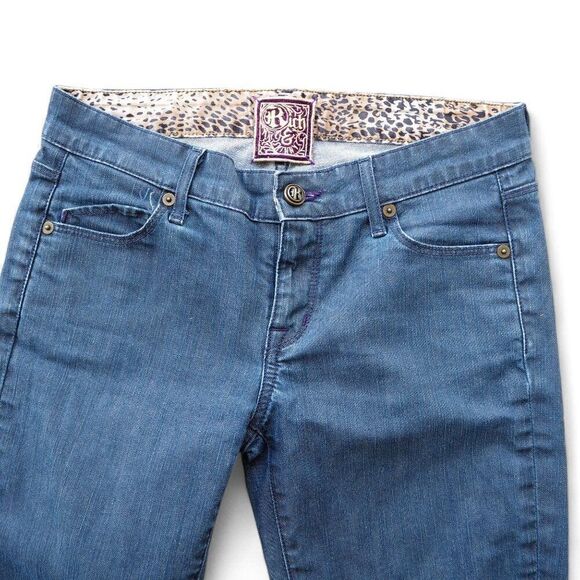 Rich & Skinny Medium Wash Boot Cut Leopard Print Inner Jeans Women's 26 - Picture 6 of 11